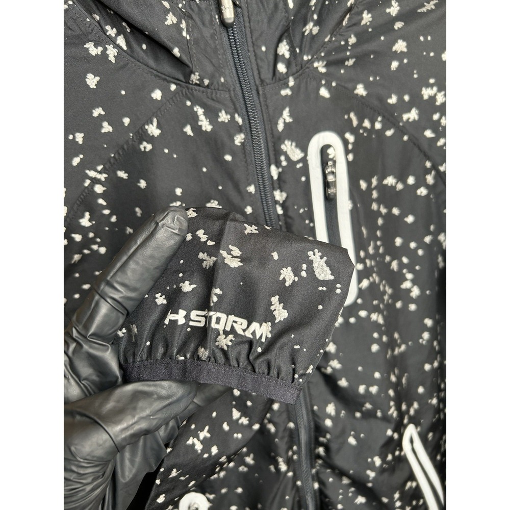 Under Armour Women's M Jacket Lightweight Running Zipper Pockets Black White - Picture 4 of 10